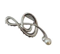 Music Note Hair Clip - 12x5.5cm Treble Clef Metal Griffe, Fancy Musical Score Hairpin, Non-Slip Pearl Ornement, Strong Hold Styling Accessory - For Women Girls Daily Life Party Decoration
