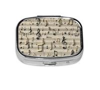Music Note Print2_1_1 Mini pilulier carré compact en métal avec 2 compartiments pour le voyage