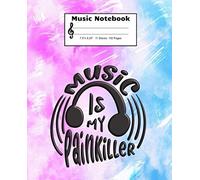 Music Notebook: Blank Sheet Music Composition Note Book, Pink And Blue Grunge