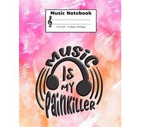 Music Notebook: Blank Sheet Music Composition Note Book, Pink And Orange Grunge