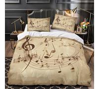Music Notes Ensemble De Literie 3D Imprimée Microfibre Résistante 3 Pièces 2 Taies Douce classical Sheet Housse de Couette Respirante Entretien Facile for Adulte Enfants Filles King（220x240cm）