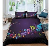 Music notes Parure de Lit Hypoallergique Microfibre 3 pièces Imprimé en 3D Coloré musical design Ensemble De Literie avec Taie d'oreiller Ultra Douce for Garçons Filles Super king（260x220cm）