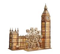 Music Park Puzzle 3D Adulte Big Ben en Bois avec LED Horloge Réelle DIY Construction Maquette Cadeau Original Femme Decoration Chambre