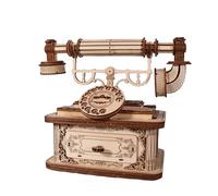 Music Park Puzzle 3D Bois Téléphone Rétro - Kit DIY pour Adultes Cadeau Déco Vintage Maquette en Bois à Assembler Puzzle Interactif pour Adultes