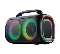 Music Sound Enceinte Bluetooth Boombox 80s 80 W avec lumières LED RGB synchronisées, Technologie True Wireless, autonomie 4 Heures, poignée de Transport, Noir