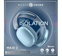 Music Sound MAXI3 Casque sans fil over-ear MAXI3 avec technologie Active Noise Cancelling : une expérience d'écoute immersive et sans distractions, jusqu'à 35 heures d'autonomie. Design moderne, confo