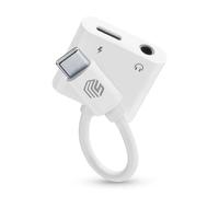 Music Sound - Music & Charge USB-c/Jack 3.5mm - Adaptateur Aux Split - Chargez Votre Smartphone et écoutez Votre Musique préférée - Charge 60W - Blanc