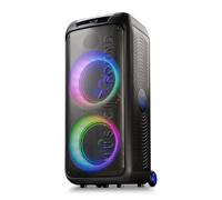 Music Sound Sound Box, Enceinte Bluetooth Portable, 110W, Lumières RGB Sync, True Wireless, Poignée et Roues, 3 Heures d'Autonomie, Son Puissant pour Fêtes en Extérieur