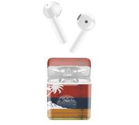 Music Sound - ÉCOUTEURS Wireless Capsule - Écouteurs sans Fil Bluetooth Wireless pour Smartphones avec Boîtier de Charge 5 Times - Autonomie 3h - Microphone Intégré - Motif Plage