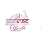 Music Studio LED Sign Light Striking Decor Notes Guitar pour le club bar rose