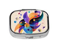 Music Style_1 Mini pilulier carré compact en métal avec 2 compartiments pour le voyage