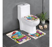 Music Style Lot de 3 tapis en flanelle anti-chute pour salle de bain, toilettes, chambre à coucher, cuisine