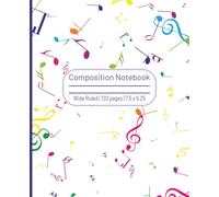 Music Themed Composition Notebook: A song lovers journal with various colorful notes and symbols. Perfect gift for band student, teacher, classrooms, ... 7.5 x 9.25 inches. Great writing diary!