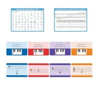 Music Theory Flashcards - Aide à l'étude pour débutants et professionnels - Clefs, signatures clés, notes, symboles et plus encore - 54 cartes double face (carte piano et tableau théorique)
