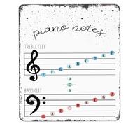 Music Theory Metal Sign Piano Notes Bass Treble Clef Classroom Decor 8x12 Inch