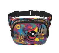 Music Vibes Sac banane carré double couche pour activités de plein air telles que le sport, les voyages, la randonnée, le cyclisme, Noir , Taille unique