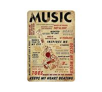 Music World Guitars Shop Plaque en métal à suspendre Peinture en fer rétro Maison Cuisine Jardin Garage Décoration murale 30,5 x 20,3 cm
