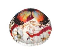 Musica Bonnet de douche imprimé papillon, bonnet de douche imperméable pour femme, chapeau de douche réutilisable avec bande élastique