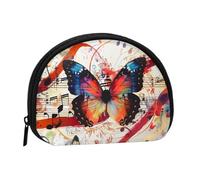 Musica Pochette porte-monnaie avec motif papillon pour femme et fille, Noir , Taille unique, Pochette à monnaie