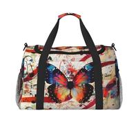 Musica Sac de voyage imprimé papillon pour homme et femme Grand sac de sport avec bandoulière pour voyage, week-end, pêche, chasse, Noir , Taille unique, Sac de voyage