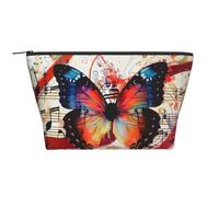 Musica Trousse de maquillage de voyage Motif papillon Trapèze Trousse de toilette Organiseur pour femme, Noir , Taille unique, Trousse de maquillage