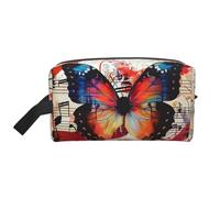 Musica Trousse de maquillage portable de voyage avec imprimé papillon Grande capacité Trousse de toilette Organiseur de sac à main pour femme, blanc, Taille unique, Trousse de maquillage