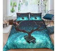 Musical Arbre Ensemble De Literie Microfibre 3 Pièces Imprimé en 3D Super Douce Fantaisie Art Style Linge de Lit avec Fermeture Éclair Respirante for Chambre de Adolescents King（220x240cm）