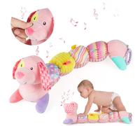 Musical Caterpillar Peluche Jouets, EnGiTores Jouet en Peluche Doux Musical Chenille Peluches Grand Oreiller Bébé Peluches avec Volants Multisensoriels pour 0-3-6-12 Enfants Cadeau d'anniversaire Noël