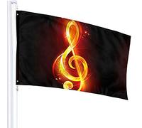 Musical Key Of Red Flame Flag 3x5 Ft Outdoor Double Sided 100% Polyester Duty Durable Flags With Preset Hole For Home Office Garden Holiday Decorations