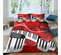 Musical keys Linge de Lit Microfibre 3 Pièces Imprimé en 3D Facile d'entretien Abstrait music design Parure de Lit avec Taie d'oreiller Hypoallergique for Décoration de Chambre King（220x240cm）