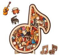 Musical Note Instrument Jigsaw Puzzle Ornament,Creative 3D Wooden Music Note Puzzle,DIY Unique Musical Instruments Shaped Puzzles,for Home Decoration Music Lovers Teachers Gift
