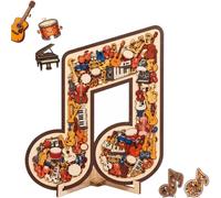Musical Note Instrument Jigsaw Puzzle Ornament,Creative 3D Wooden Music Note Puzzle,DIY Unique Musical Instruments Shaped Puzzles,for Home Decoration Music Lovers Teachers Gift