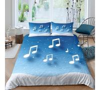 Musical notes Ensemble De Literie Respirante Microfibre 3 Pièces 3D Imprimée Hiver scène de style Parure de Lit avec Taie d'oreiller Entretien Facile for Décoration de Chambre King（220x240cm）