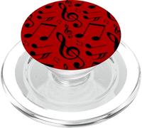 Musical Notes Instrument Key Treble Clef Pentagram Red PopSockets PopGrip pour MagSafe