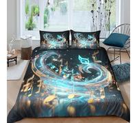 Musical Notes Parure de Lit Imprimé en 3D Microfibre résistante 3 pièces Abstrait Digital Art Ensemble De Literie avec Fermeture Éclair Douce for Ado Super King（260x220cm）