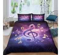 Musical notes Parure de Lit Microfibre 3 Pièces Imprimé en 3D Facile d'entretien Fantaisie galaxy style Housse de Couette avec Taie d'oreiller Hypoallergique for Adultes Enfants Single（140x200cm）