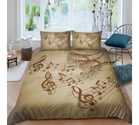 Musical notes Parure de Lit Microfibre 3 pièces Imprimé en 3D Hypoallergique Vintage sheet music style Ensemble De Literie avec 2 x Taies d'oreiller Confortable for Couple Super king（260x220cm）
