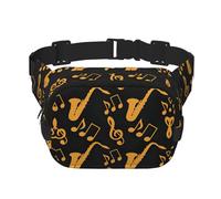 Musical Notes Treble Print Trendy pack crossbod Square Double Layer Sac banane de voyage et entraînement accessoire, noir, taille unique, noir, taille unique