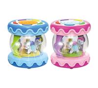 Musical Rotating Light Up Drum Toy, Carousel Crawling Learning Toy, Adorable Lights and Music Plush, Sensory Activity Toys for 12 Months Toddler Boy Girl, 3.94x3.94x4.33 inches