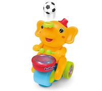 Musical Walking Elephant Drummer Toy, Kids Elephant Ride-On Toy, LED Musical Elephant Lighting Up Singing Toy, Sensory Education Walking Toys for 1 2 3 Year Toddlers Kids (Orange(with Batteries))