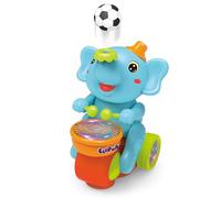 Musical Walking Elephant Drummer Toy, Kids Elephant Ride-on Toy, LED Musical Elephant Lighting Up Singing Toy, Sensory Education Walking Toys for 1 2 3 Year Toddlers Kids (Blue(with Batteries))