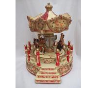 Musicbox World 142198 Carrousel Anges avec marches Boite à Musique Sonate au Clair de Lune Rouge