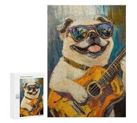 Musician Pug with Guitar Puzzle 1000 Pièces Educa Jouet en Bois Cadeau Unique Décoration Intérieure Jeu Éducatif Challenge Toy Adultes Et Enfants À Partir De 14 Ans 300 PCS
