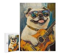 Musician Pug with Guitar Puzzle 1000 Pièces Educa Jouet en Bois Cadeau Unique Décoration Intérieure Jeu Éducatif Challenge Toy Adultes Et Enfants À Partir De 14 Ans 500 PCS