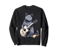 Musicien Chat Bleu Russe Guitariste Chats avec Guitare Sweatshirt