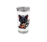 Musicien Chat Noir Guitariste Black Cats With Guitar Gobelet isotherme en acier inoxydable double paroi