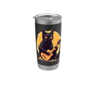 Musicien Chat Noir Guitariste Black Cats With Guitar Gobelet isotherme en acier inoxydable double paroi