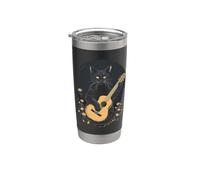 Musicien Chat Noir Guitariste Black Cats With Guitar Gobelet isotherme en acier inoxydable double paroi