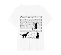 Musicien de clé de Note de Musique de Chien Mignon T-Shirt, Femme Grandes Tailles, Blanc, 2X