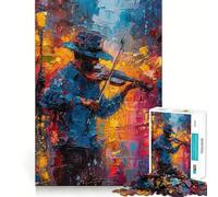 Musicien de Rue avec Violon Puzzle de 1000 pièces pour Adultes Jeu de logique et de réflexion en intérieur Découpe de précision Cadeau précieux 38x26cm